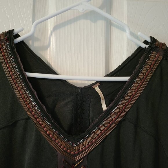 Free People Flowy Beaded V-Neck Tunic - Picture 3 of 9